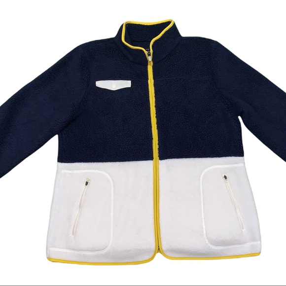 Talbots XL Plush Sherpa Colour Block Zip Up Sweatshirt Jacket Coat - Picture 1 of 10